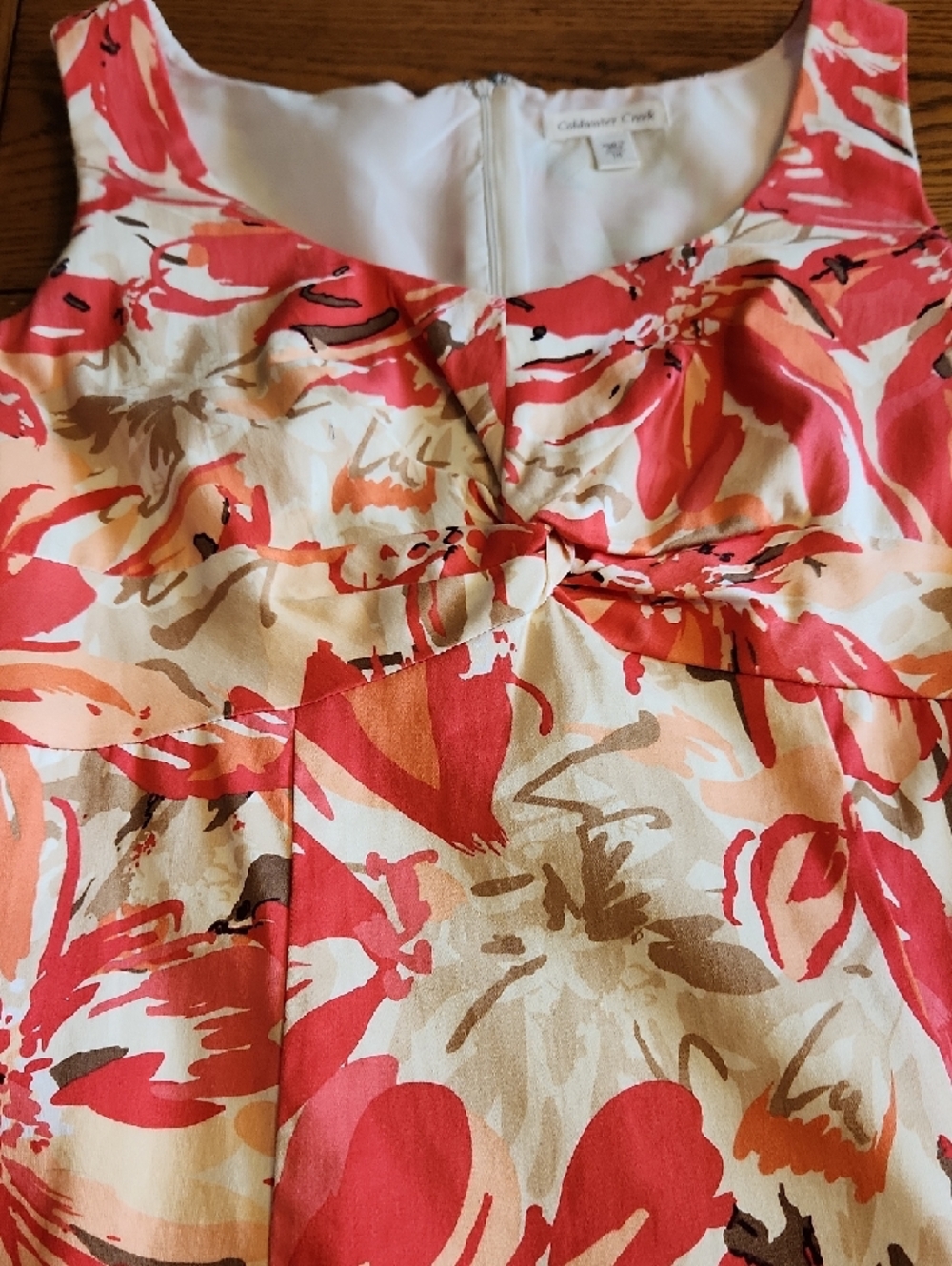 Coldwater Creek Red and Cream Floral Midi Dress - Picture 13 of 13